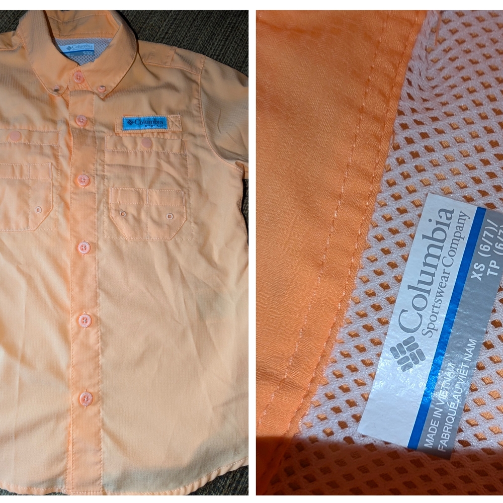 Columbia Orange Button Down Shirt Lightweight and Durable